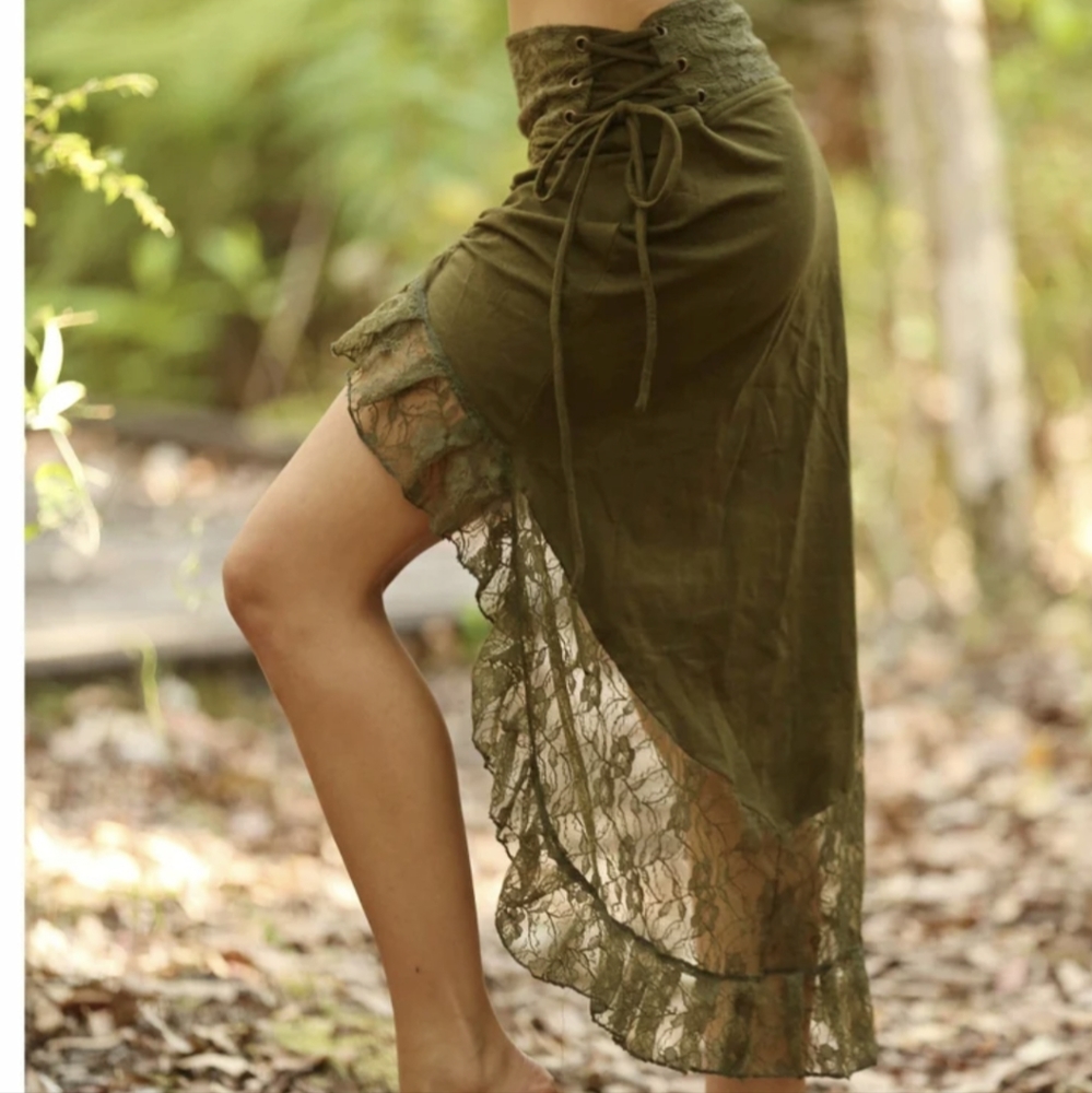 Brand New Beige Etsy Festival Skirt (high/low)